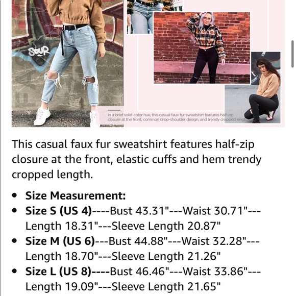 ZAFUL Plaid Half Zip Sherpa Pullover, size M - Picture 4 of 6